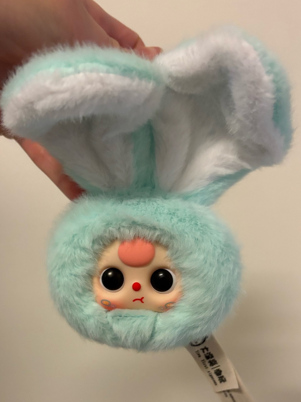 Baby Three Plush Keychain — Blue Bunny Ears 🐰